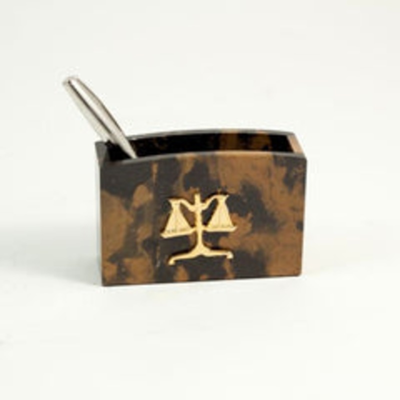 Legal, Tiger Eye Marble Pen Cup With Gold Plated Accents