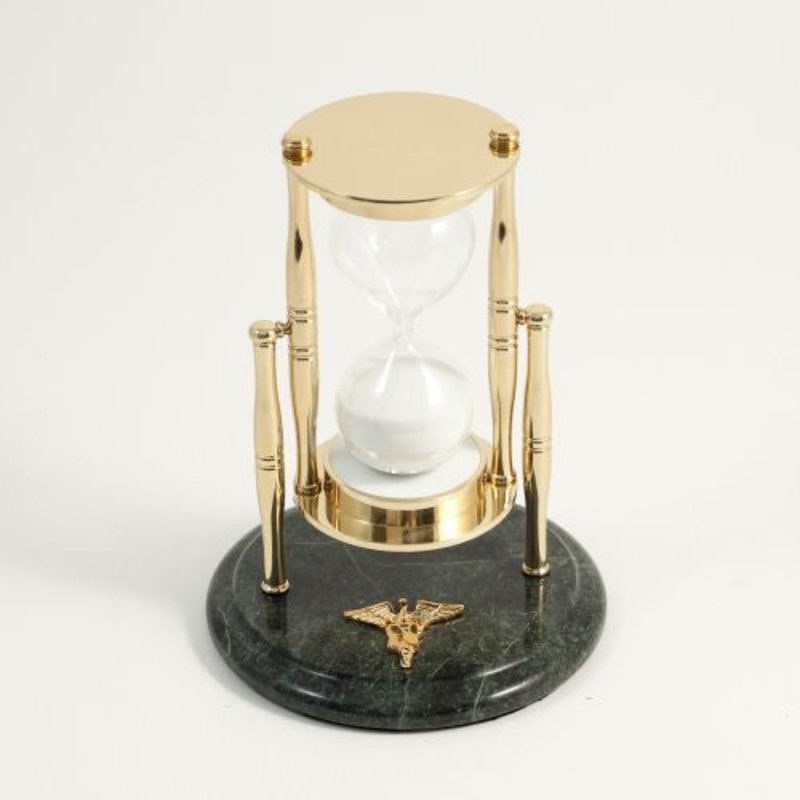 Nursing Green Marble 30 Minute Sand Timer With Brass Accents