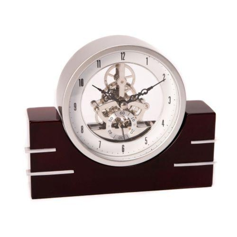 Rio De Janeiro Mahogany Wood Skelton Movement Clock
