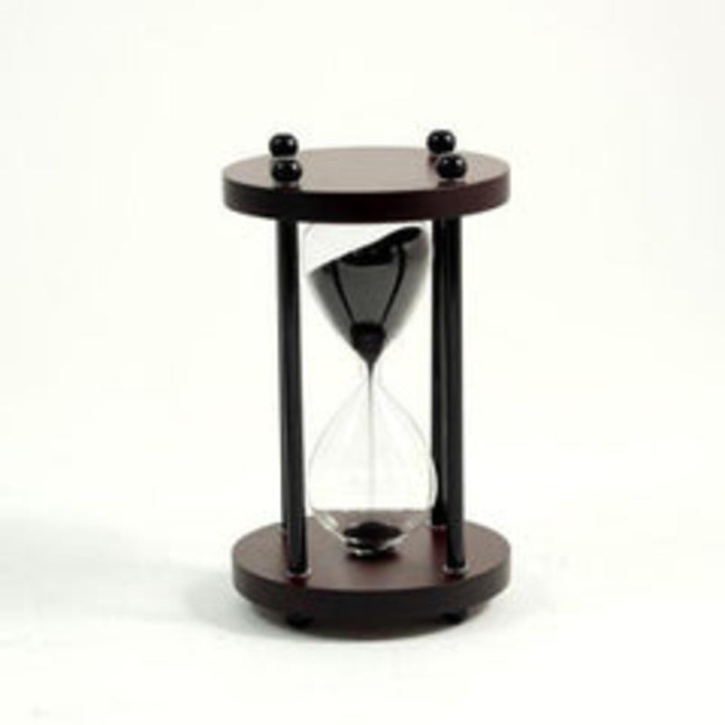 Walnut Wood 5 Minute Sand Timer- Black Sand & Black Posts