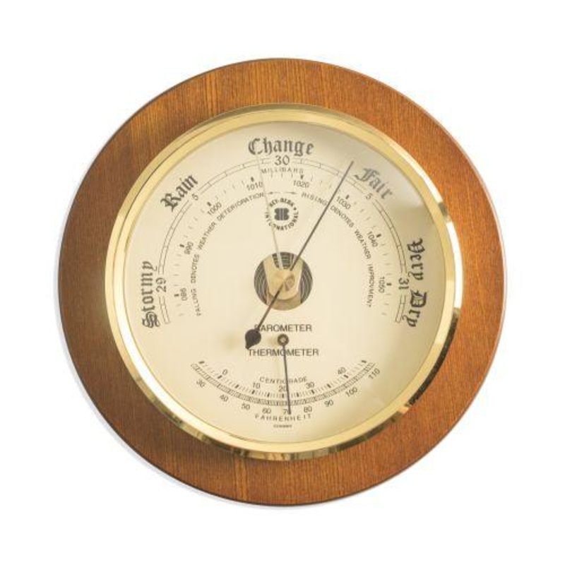Bey Berk Barometer With Thermometer On 9 Cherry Wood