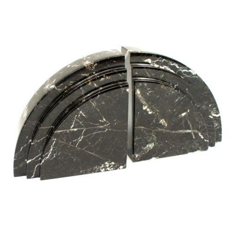 Bey Berk Black Zebra Marble Arch Bookends