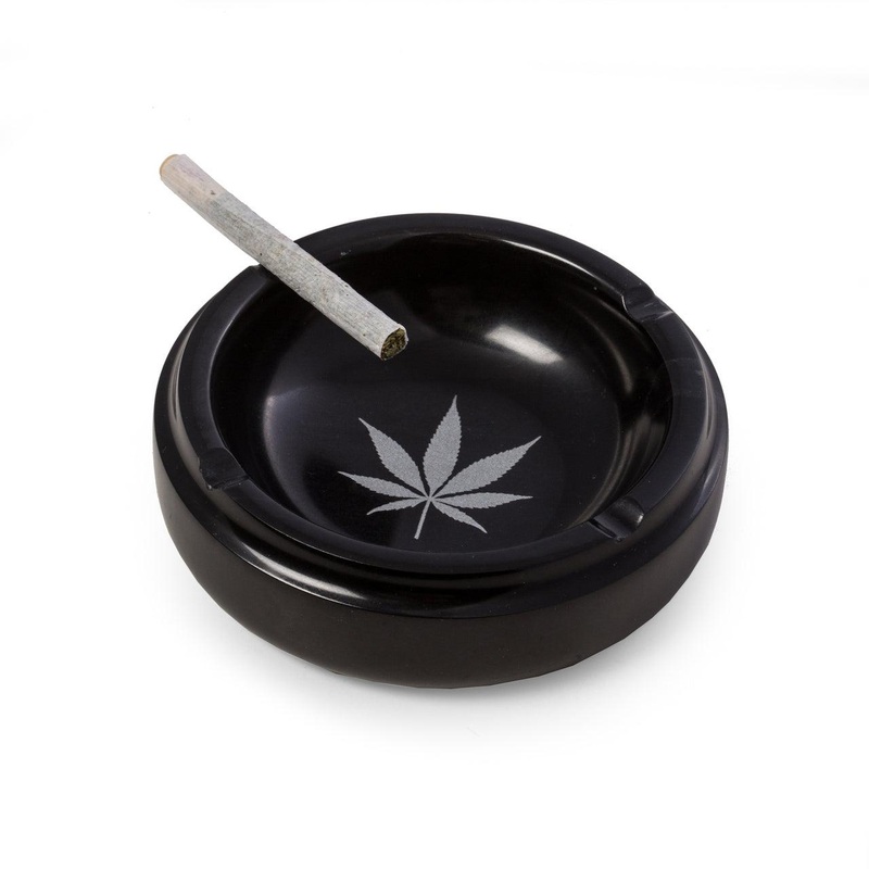 Bey Berk Hand Crafted Black Ashtray w/ Marijuana Design