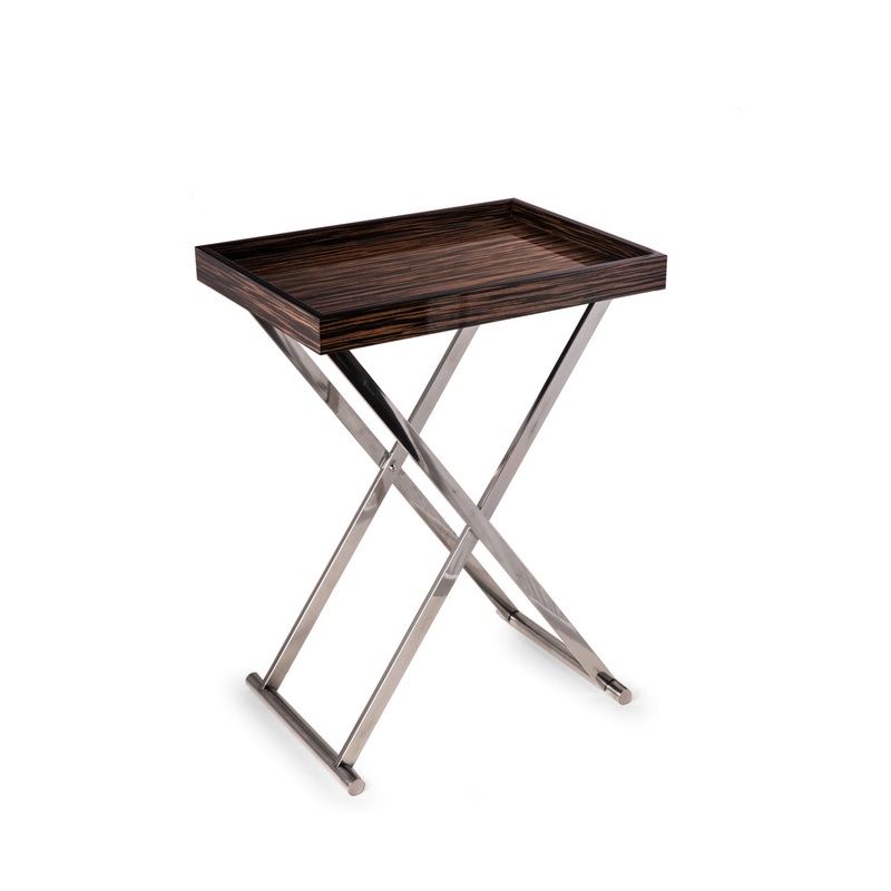 Bey Berk High Lacquered Ebony Wood Tray Table