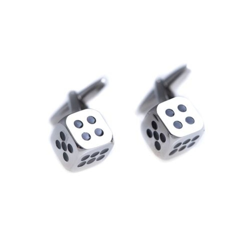 Bey Berk Rhodium Plated Dice Cufflinks
