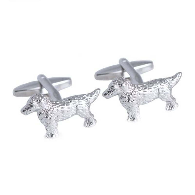 Bey Berk Rhodium Plated Dog Cufflinks