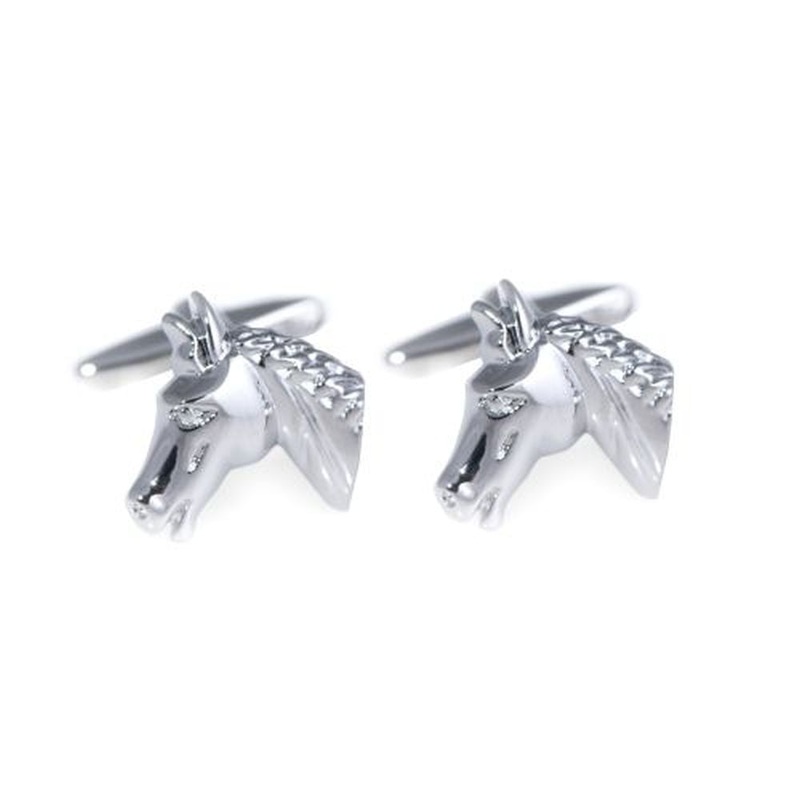 Bey Berk Rhodium Plated Horse Cufflinks