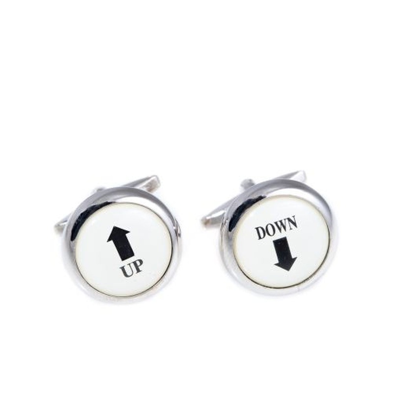 Bey Berk Rhodium Plated Up & Down Cufflinks