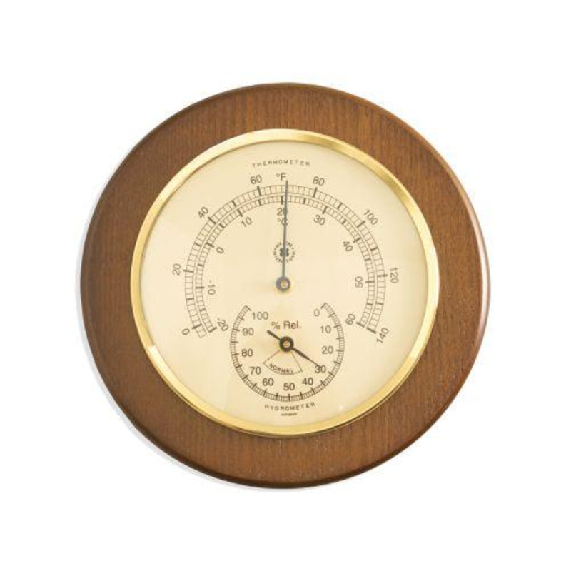 Bey Berk Thermometer With Hygrometer On 5 Cherry Wood