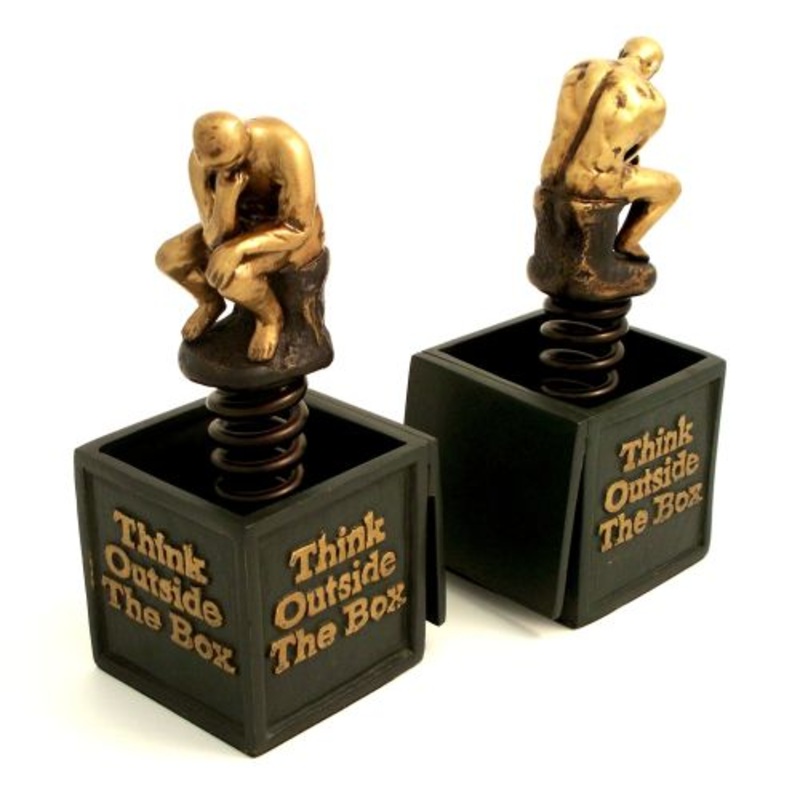 Bronze Finished Think Outside The Box Thinker Bookends