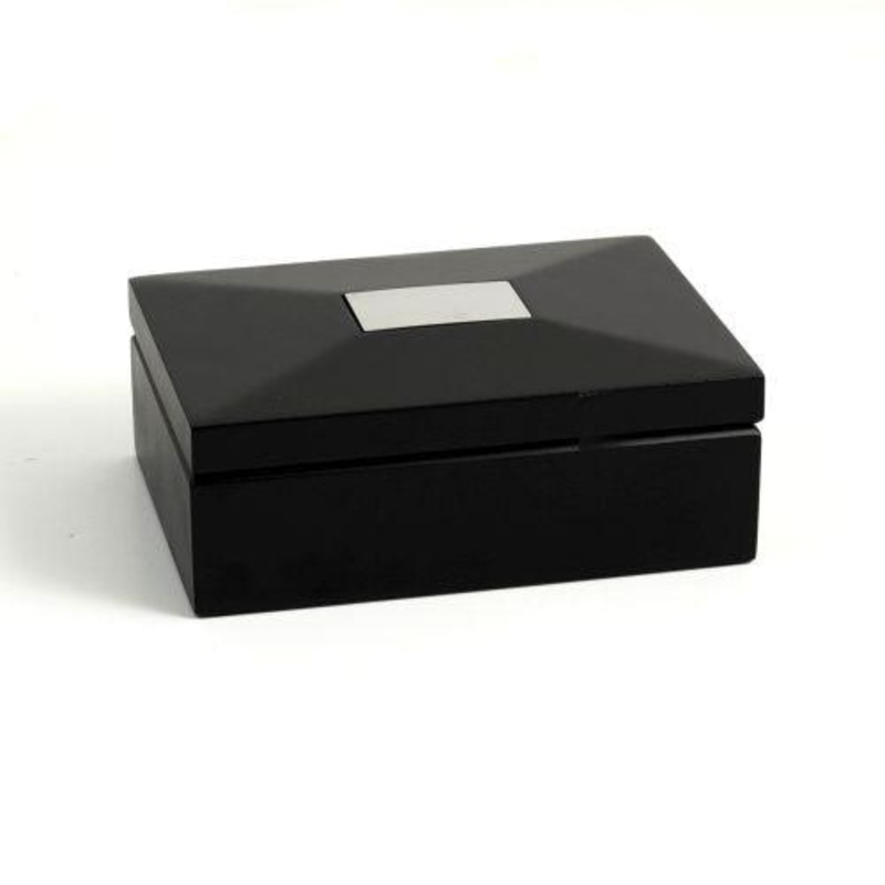 Ebony Hinged Box With Removable Divider & Engraving Plate
