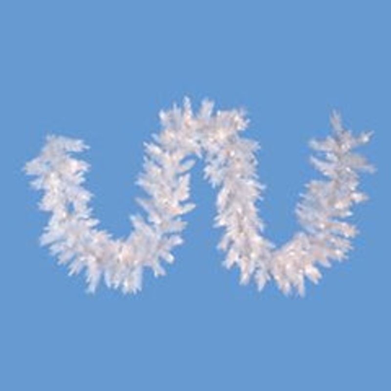 Kurt Adler 9′ Pre-Lit Crystal White Garland