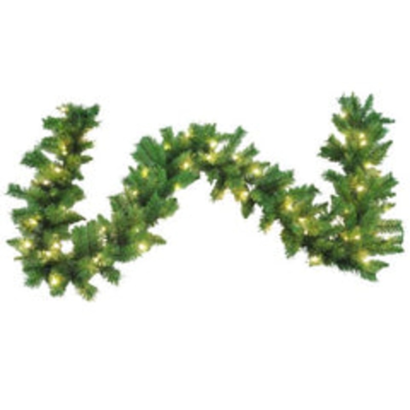 Kurt Adler Pre-Lit Designer Classic Green Garland With 180 Tips