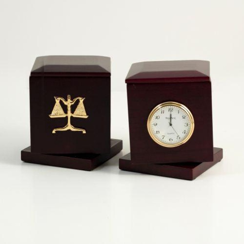 Legal, Rosewood Rotating Pen Box With Two 2X2 Frames