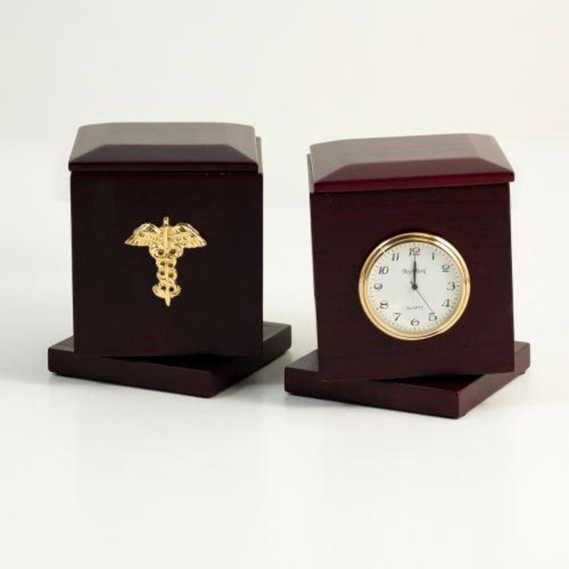 Medical, Rosewood Rotating Pen Box With Two 2X2 Frames