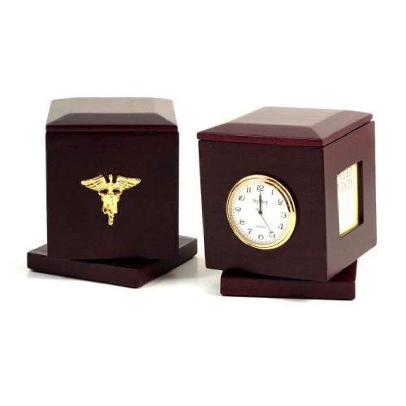 Nursing, Rosewood Rotating Pen Box With Two 2X2 Frames