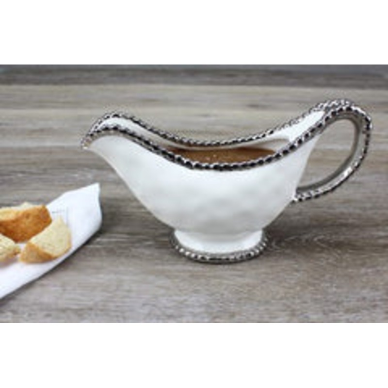 Pampa Bay Salerno Gravy Boat, White, Porcelain, 3 x 9 inches