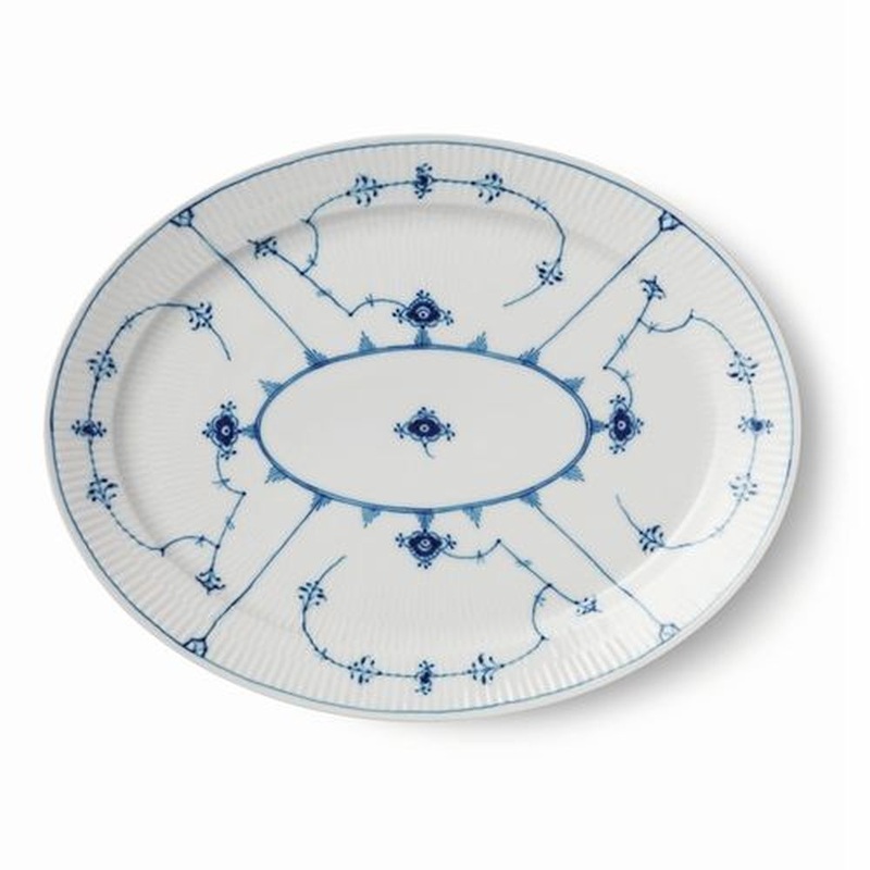 Royal Copenhagen Blue Fluted Plain Oval Platter, White, Porcelain