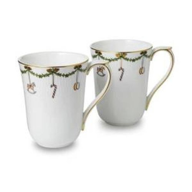 Royal Copenhagen Star Fluted Mug, 11 Oz., Set of 2, Porcelain