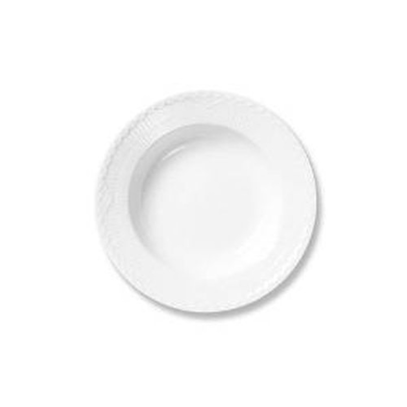 Royal Copenhagen White Fluted Half Lace Rim Soup Bowl, 8.25 inches, Porcelain