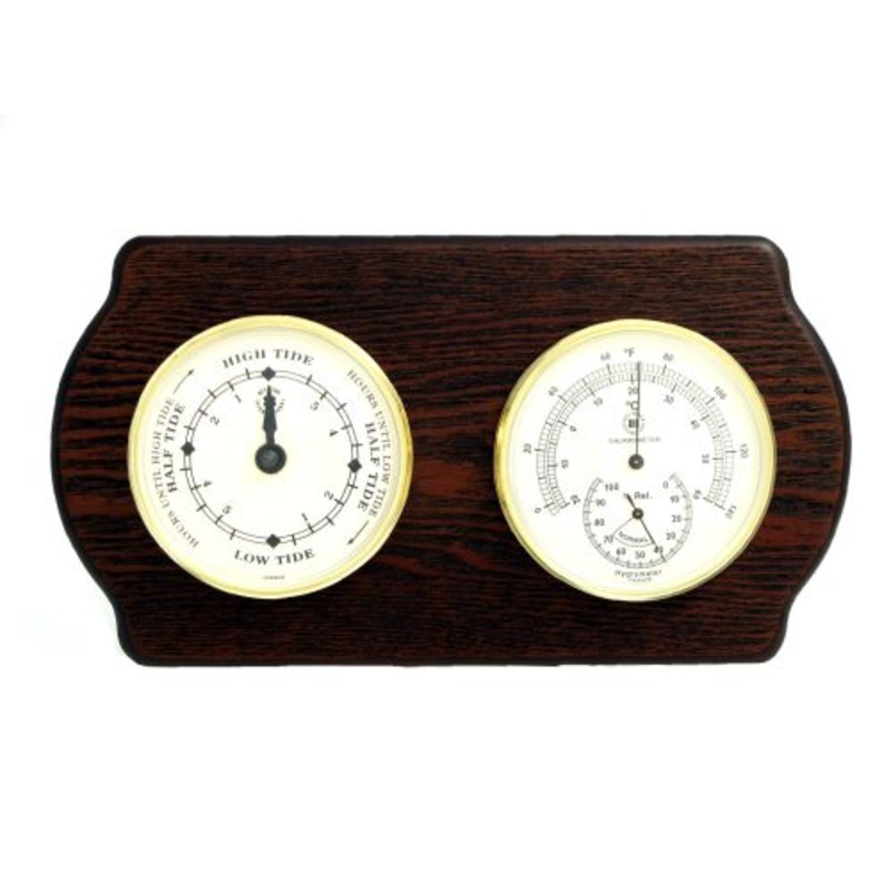 Tide Clock & Thermometer With Hygrometer On Ash Wood