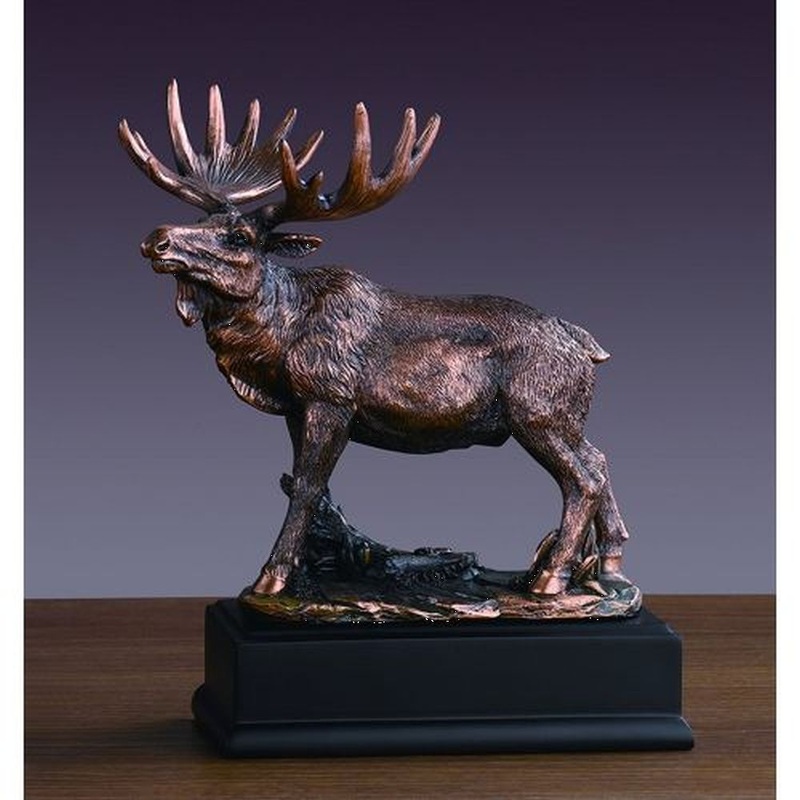 Treasure of Nature Moose Statue, Bronze Plated, 8 x 7