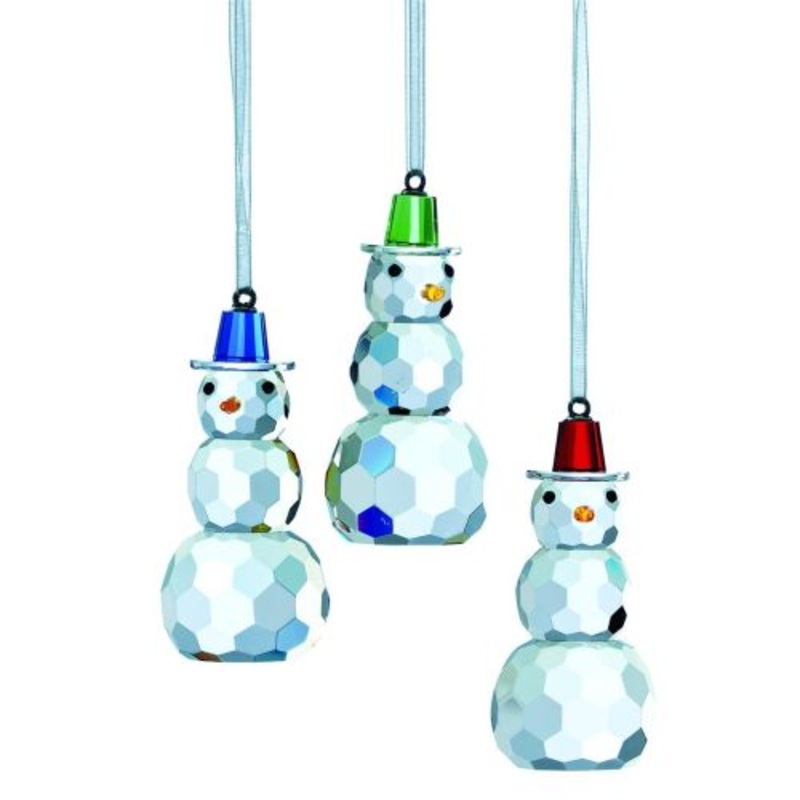 Galway Magical Snowman Hanging Ornaments (3 Pack), Clear, Crystal, 6 x 4 x 6