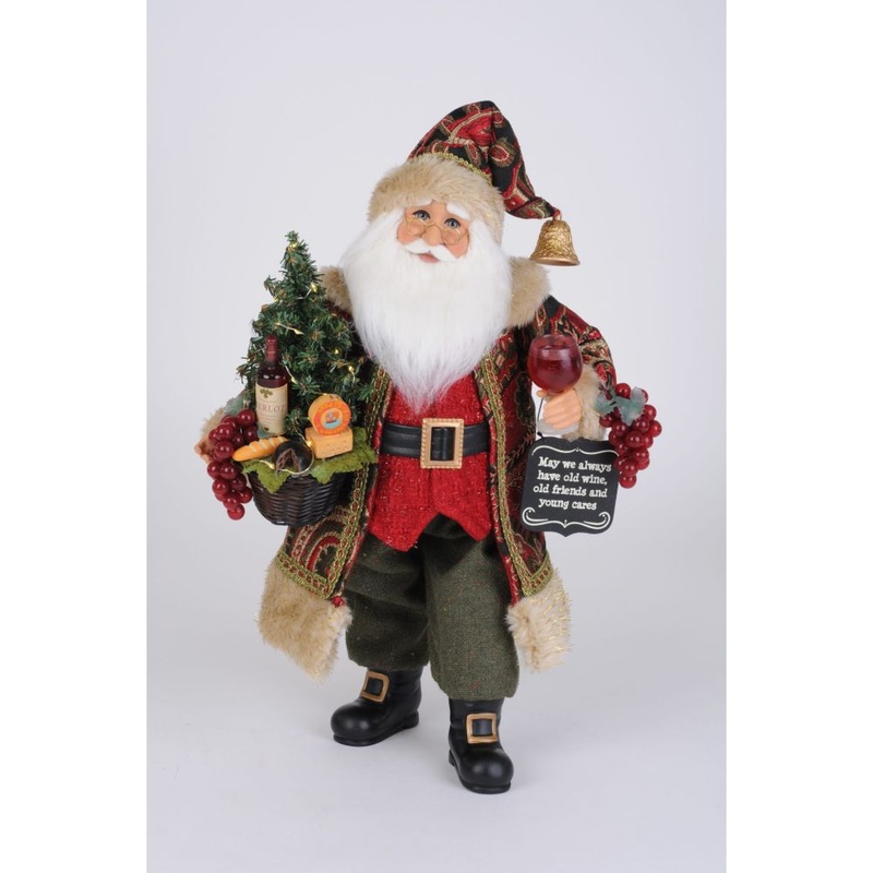 Karen Didion Originals Lighted Wine and Cheese Sampling Santa Figurine, 17