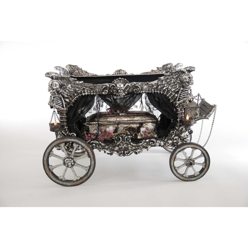 Katherine’s Collection 2017 Carriage Hearse Tabletop Dcor Gray Resin