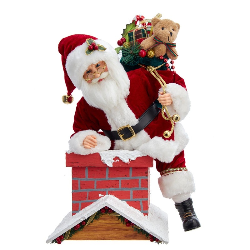 Kurt Adler 16 Kringle Klaus Chimney Santa Figurine, Red, Resin