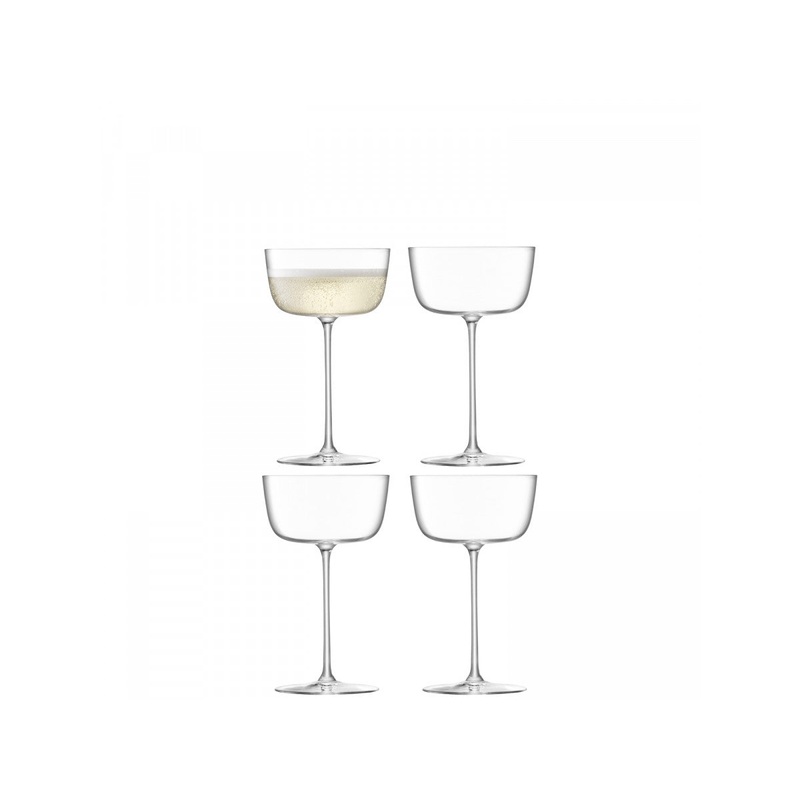 LSA International Set of 4 Borough Cocktail Saucer, 240ml, Clear, Glass