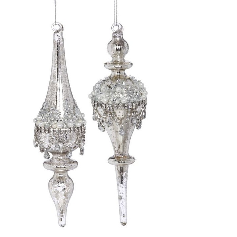 Mark Roberts 2020 Collection Beaded Finial Ornament 9 Inches, Assortment of 2