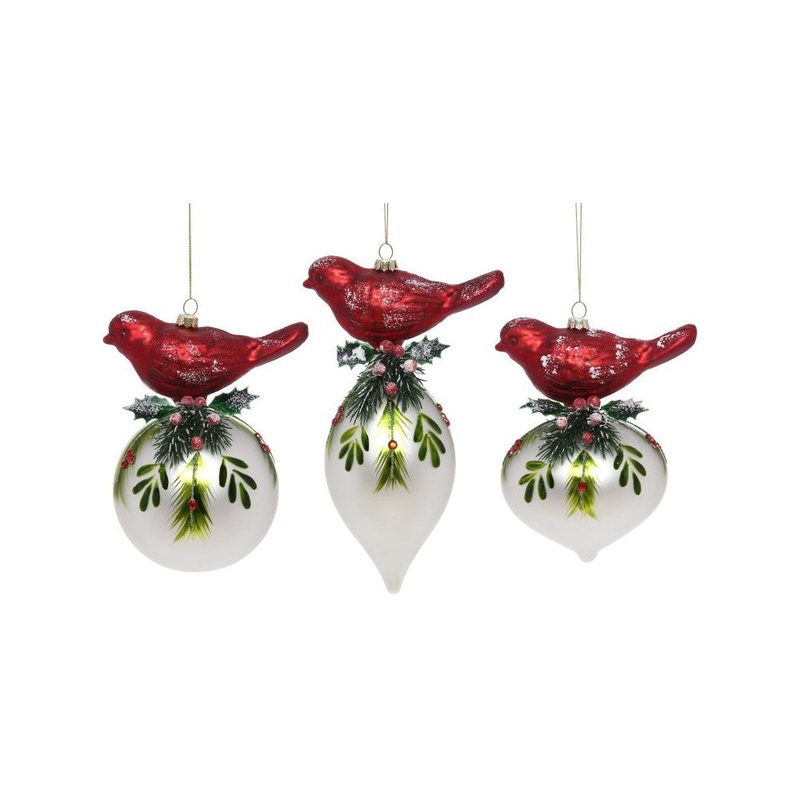 Mark Roberts 2021 Bird Holly Berry Ornament 6-8”, Assortment of 3
