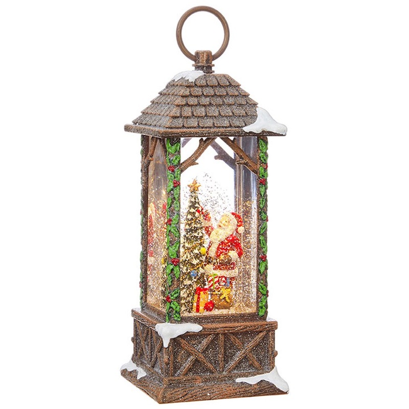 Raz Imports 10.75 Santa Decorating Tree Lighted Water Lantern