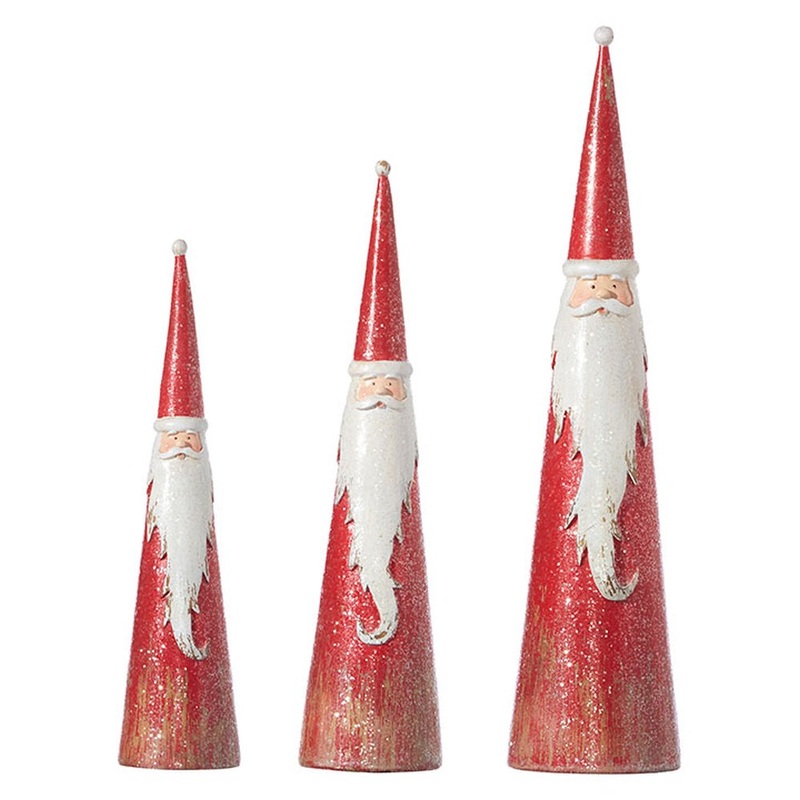 Raz Imports Holiday Heritage 16 Cone Santa, Set of 3