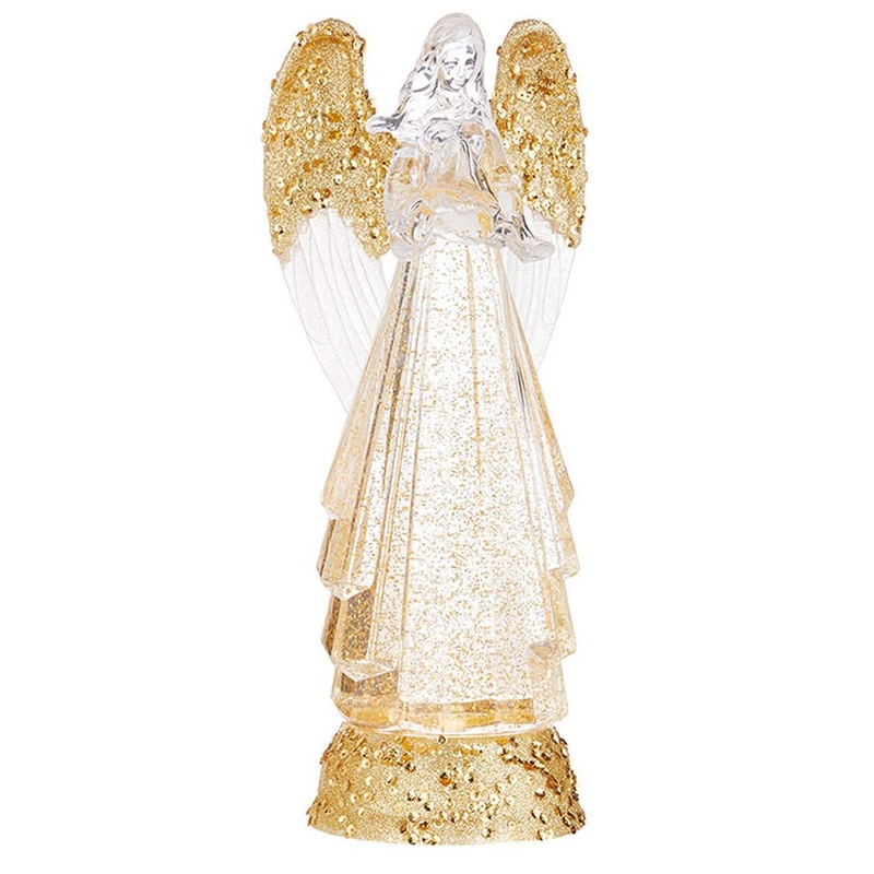 Raz Imports Star Of Wonder 13 Lighted Angel with Gold Swirling Glitter