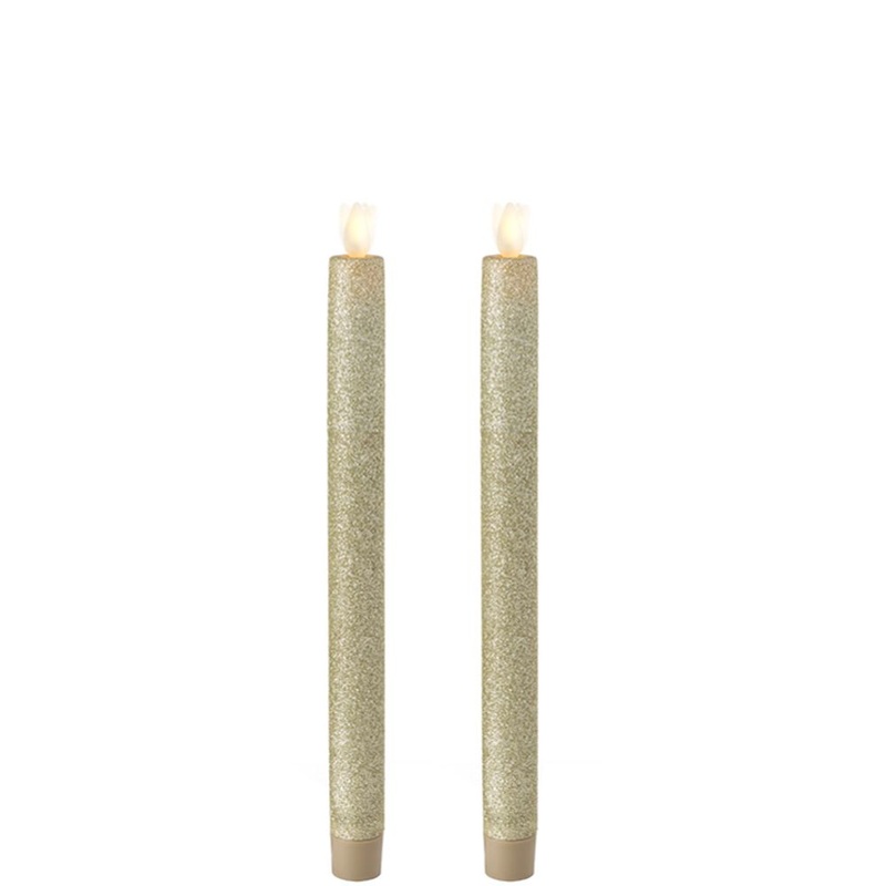 Raz Imports Super Buy 10-inch Moving Flame Glittered Taper Candle, Set of 2.