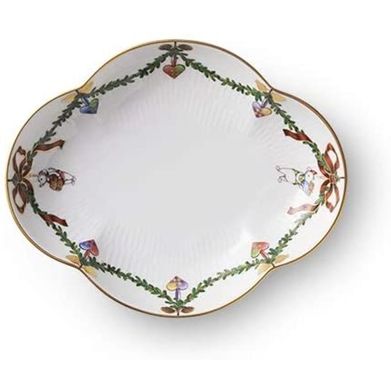 Royal Copenhagen Star Fluted Christmas Small Dish, 7 inches, White, Porcelain