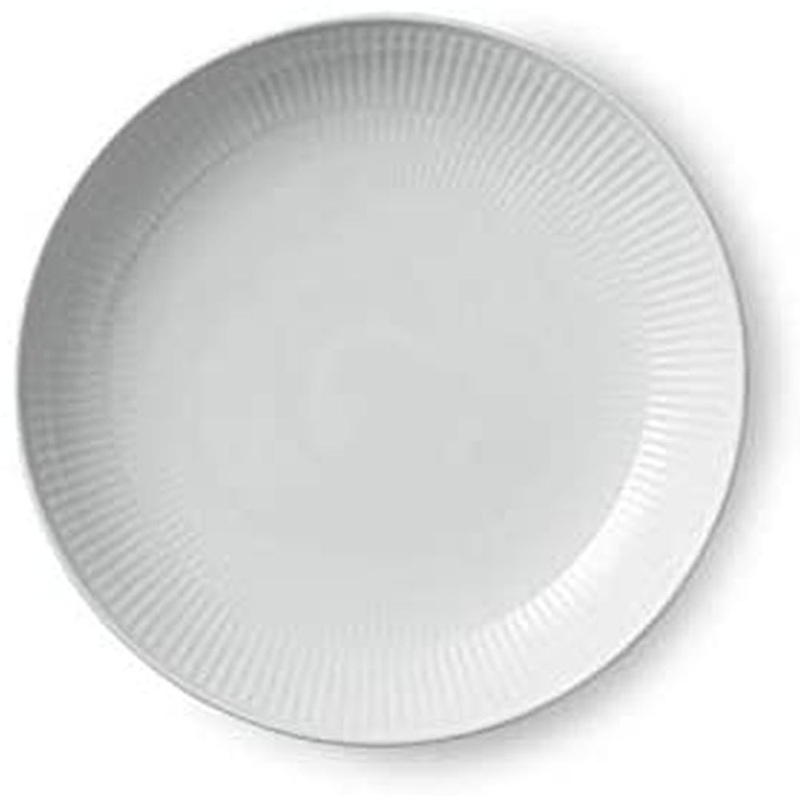 Royal Copenhagen White Fluted Shallow Bowl, 9.75 inches, White, Porcelain