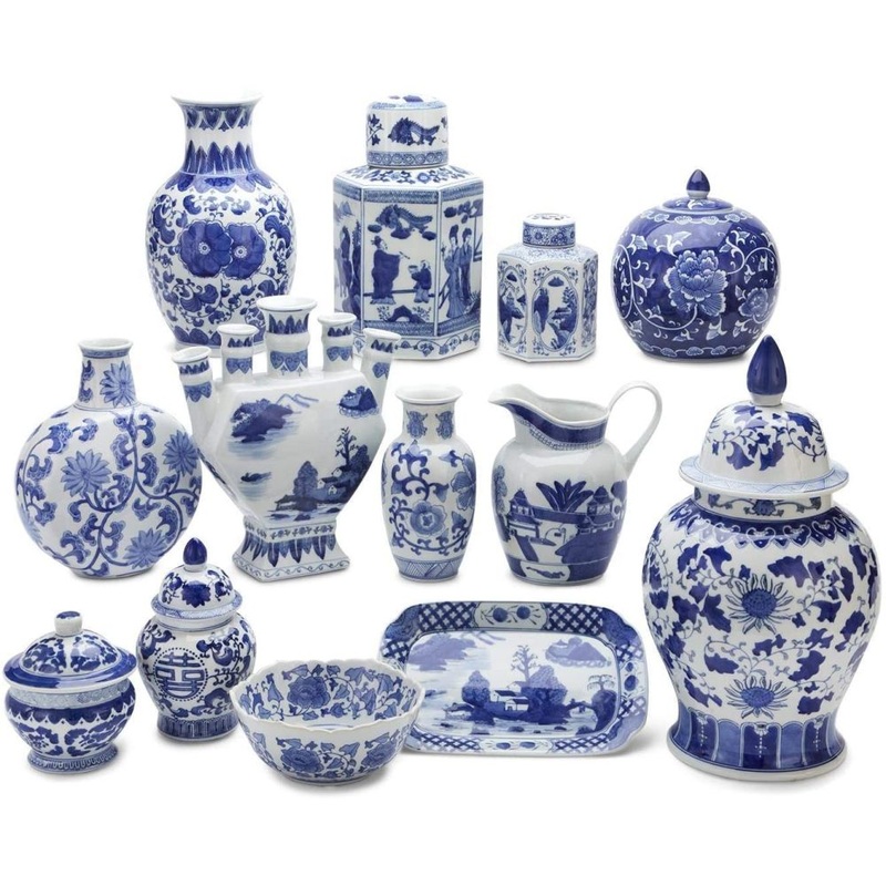 Two’s Company 22 Pieces Canton Collection Ceramic Vases Home Decor