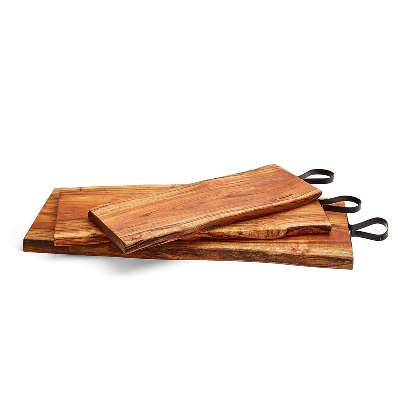 Two’s Company Set of 3 Serving Boards with Iron Handle.