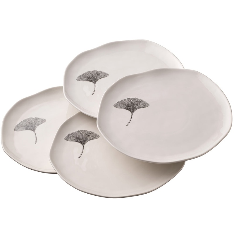 Belleek Ginkgo Leaf Dinner Plate, Set of 4, Porcelain, 1 x 10