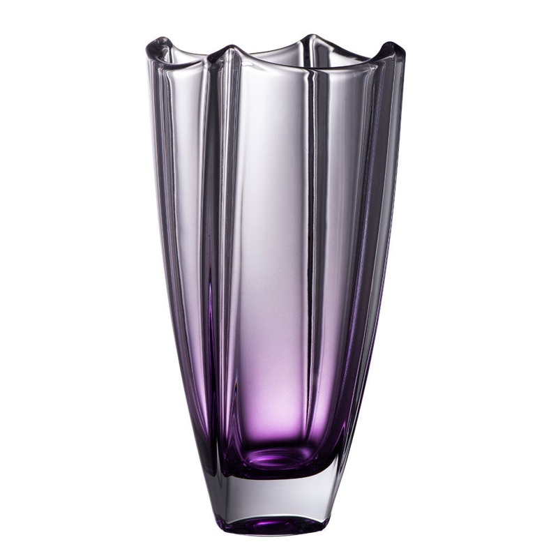 Galway Amethyst Dune Square Vase, Crystal