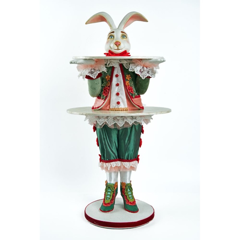 Katherine’s Collection Enchanted Garden 2022 Enchanted Bunny Tiered Tray Green Resin