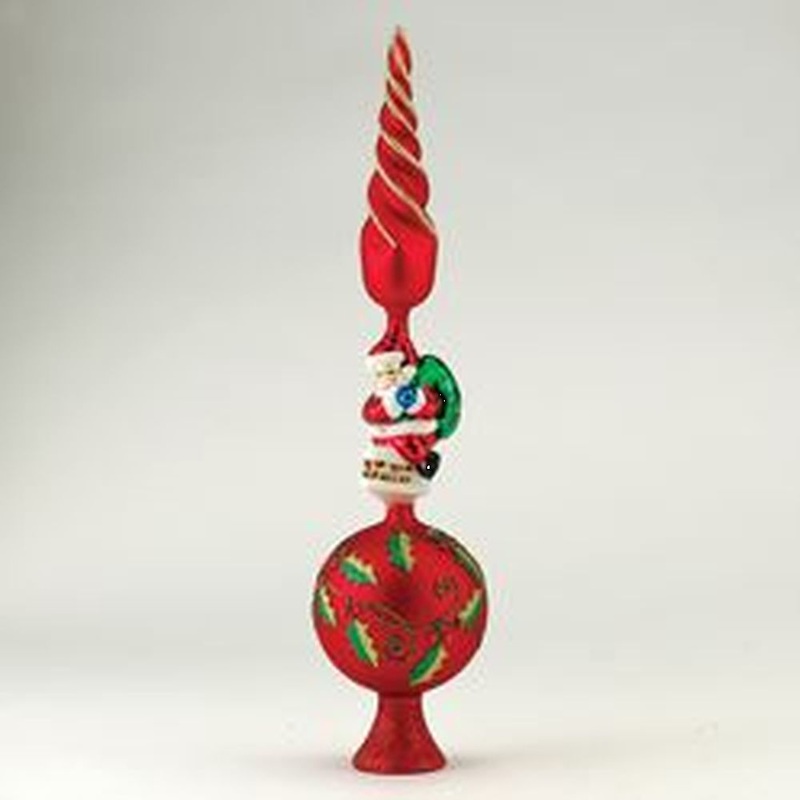 Kurt Adler 16 Glass Red/Gold/Green W/Santa Tree Topper