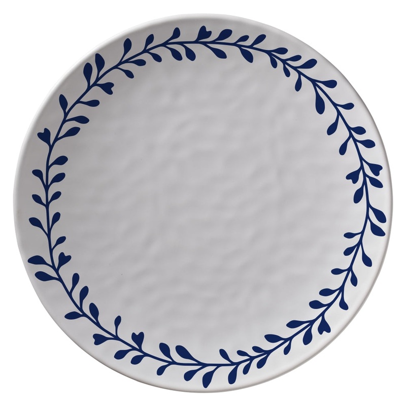 Merritt International Blue & White Seaweed 10.75 in. Dinner Plate Melamine Set Of 6