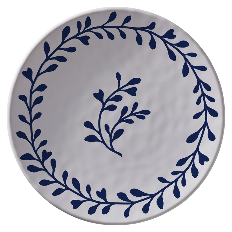 Merritt International Blue & White Seaweed 8.5 in. Salad Plate Melamine Set Of 6