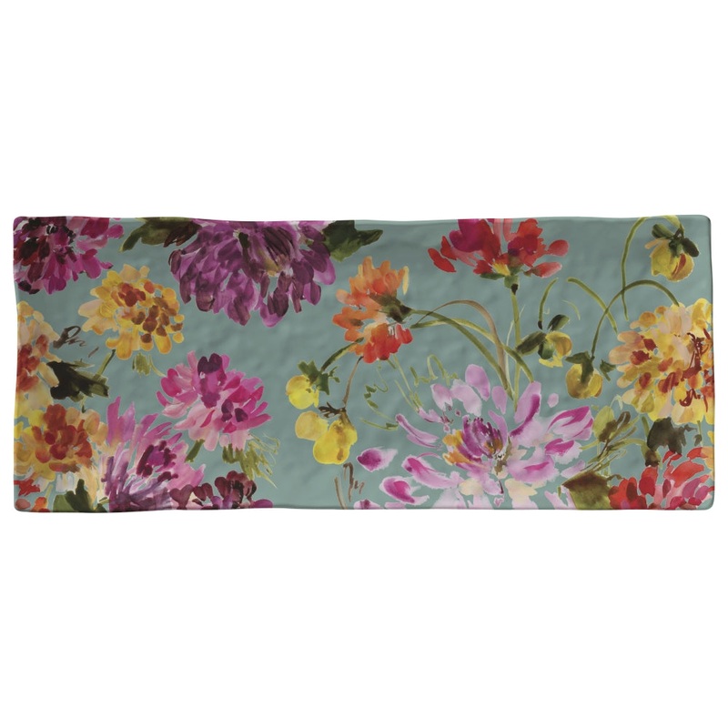 Merritt International Garden Brights 15.25 in x 6.5 in Appetizer Tray Melamine