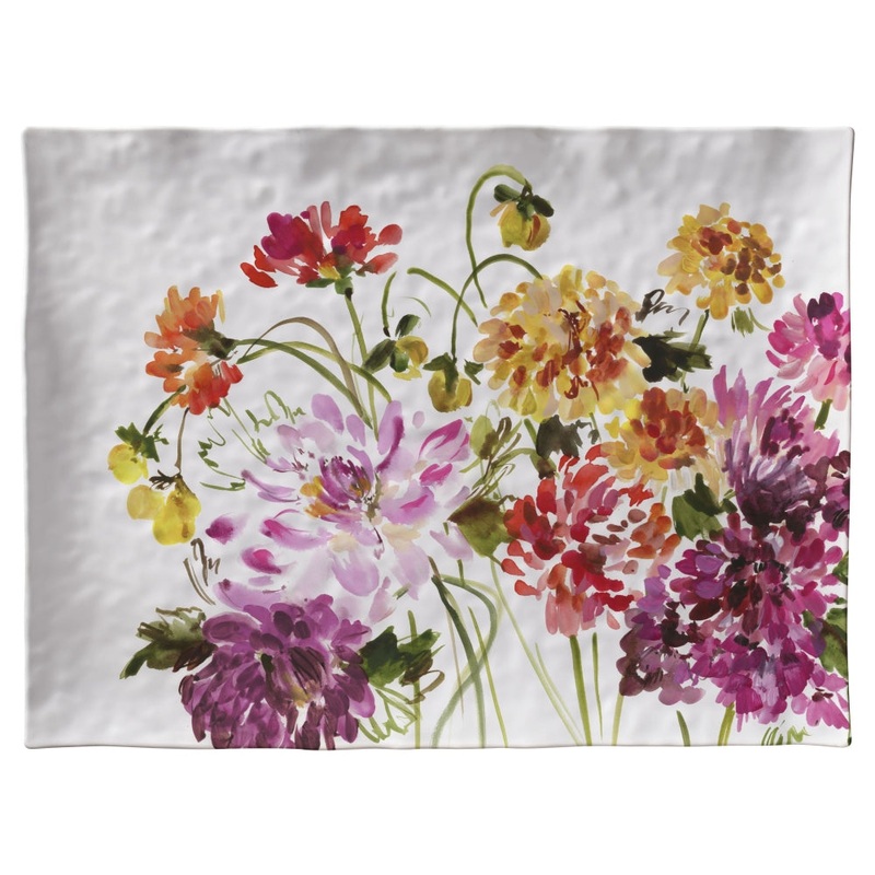 Merritt International Garden Brights 16 in. x 12 in. Serving Tray Melamine