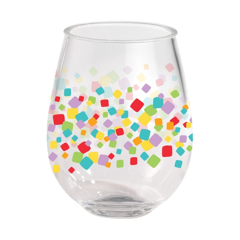 Merritt International Lolita 15oz Stemless Wine Set of 2 – Confetti Acrylic